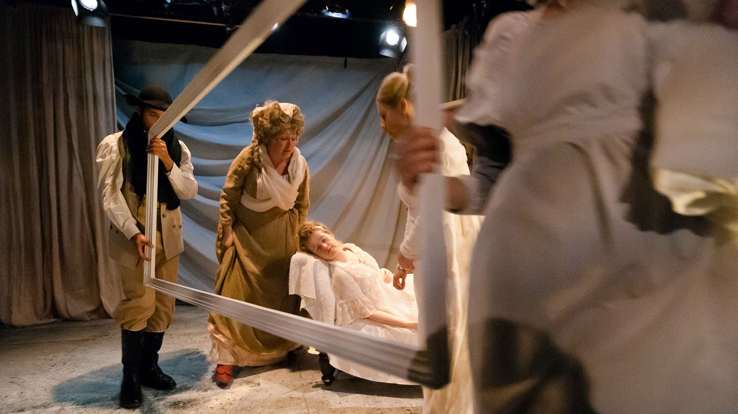 Rehersals for Sense & Sensibility - directed by Helen Tennison - at the Rosemary Branch Theatre.